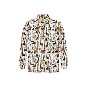 Giraffe Pattern Print Design 05 Men's Long Sleeve Polo Shirt