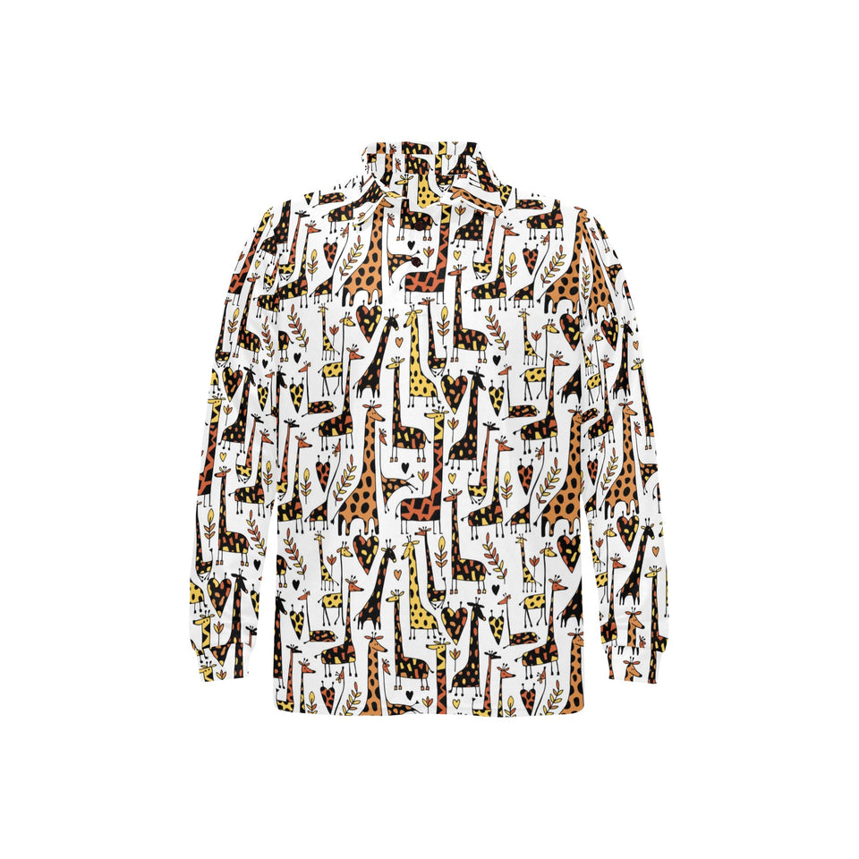 Giraffe Pattern Print Design 05 Men's Long Sleeve Polo Shirt