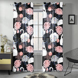 white swan blooming flower pattern Gauze Curtain