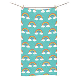 Rainbow pattern green background Bath Towel