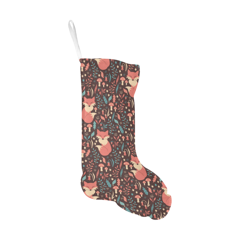fox leaves mushroom pattern Christmas Stocking