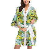 Hand drawn windmill pattern Women's Short Kimono Robe