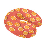 Oranges pattern red background U-Shaped Travel Neck Pillow