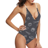 sushi pattern black background Women's One-Piece Swimsuit