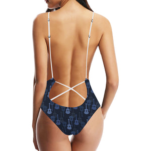 Blue Theme guitar pattern Women's One-Piece Swimsuit
