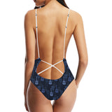 Blue Theme guitar pattern Women's One-Piece Swimsuit