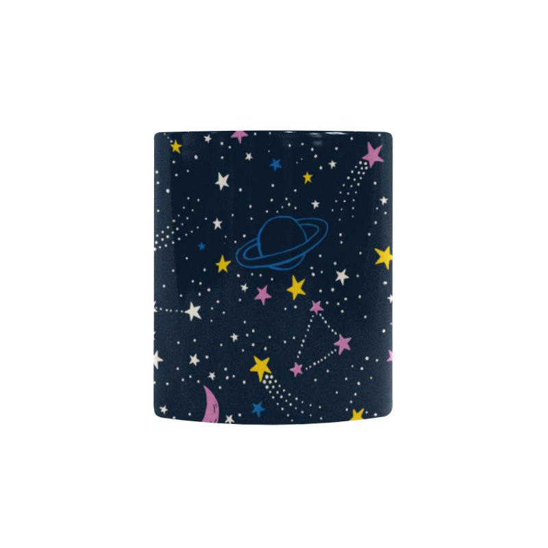 space pattern with planets, comets, constellations Morphing Mug Heat Changing Mug