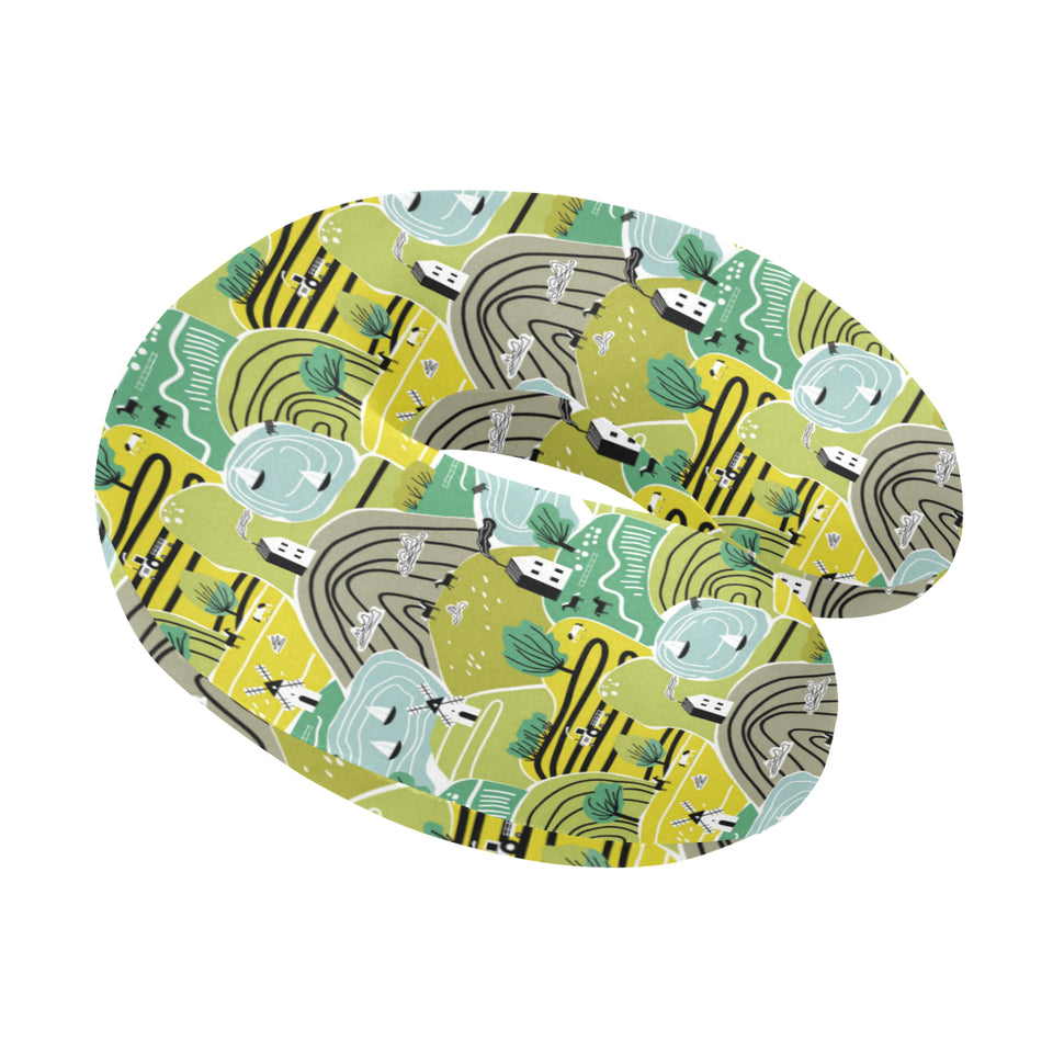 Hand drawn windmill pattern U-Shaped Travel Neck Pillow