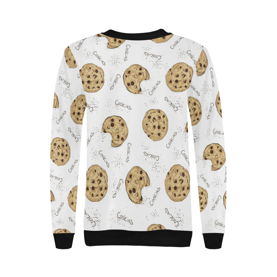 Sketch style cookie pattern Women's Crew Neck Sweatshirt