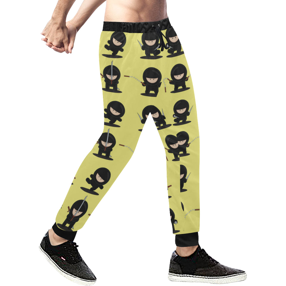 Cute ninja yellow background Unisex Casual Sweatpants