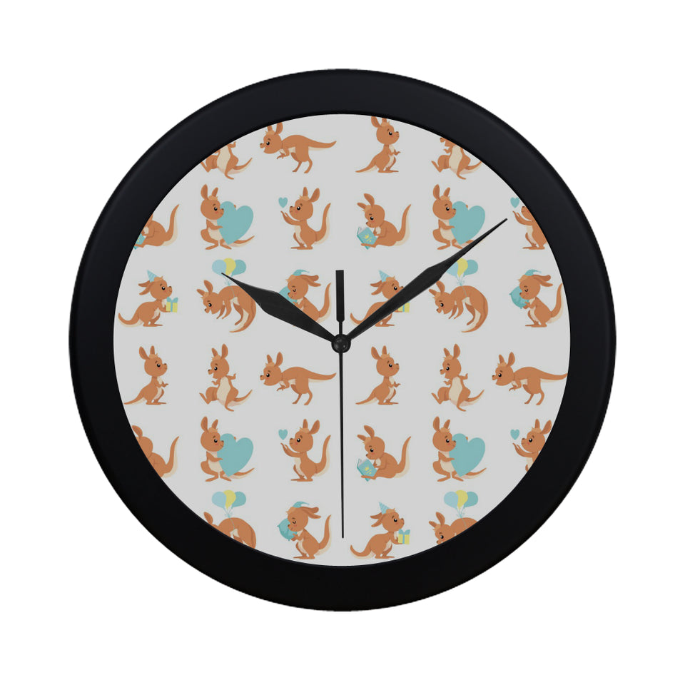 Cute Kangaroo pattern Elegant Black Wall Clock