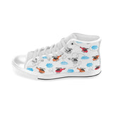 Watercolor helicopter cloud pattern Men's High Top Canvas Shoes White