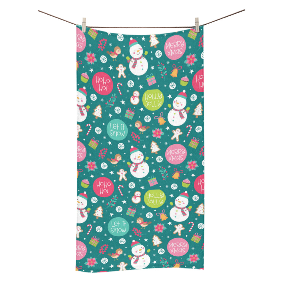 Snowman bird decorative elements christmas pattern Bath Towel