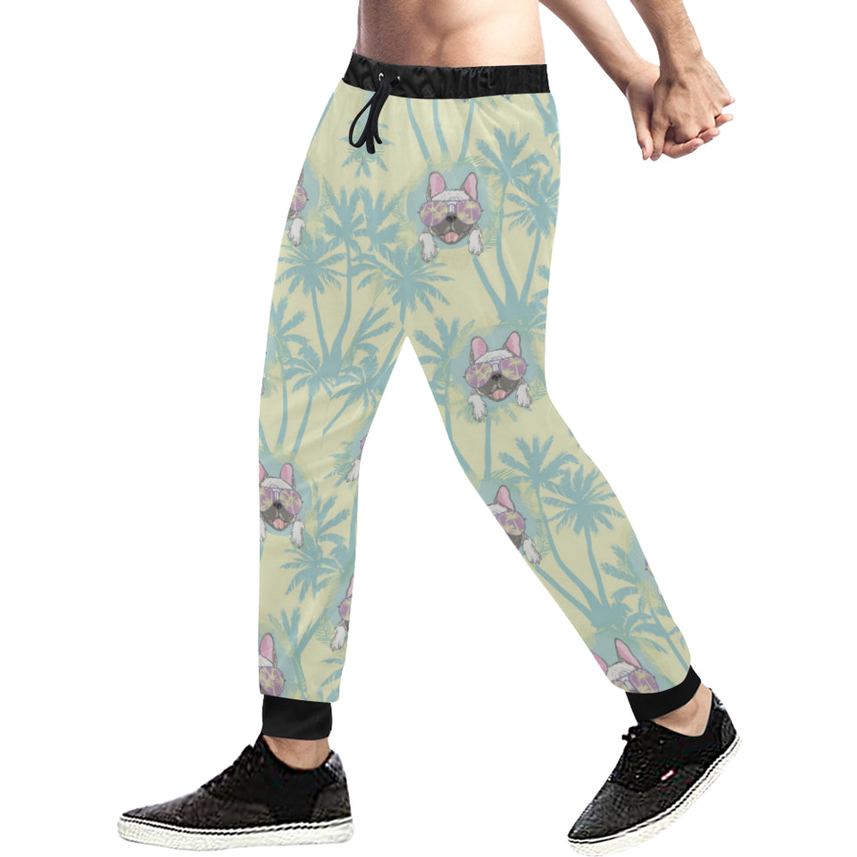 French bulldog hawaii blackground Unisex Casual Sweatpants