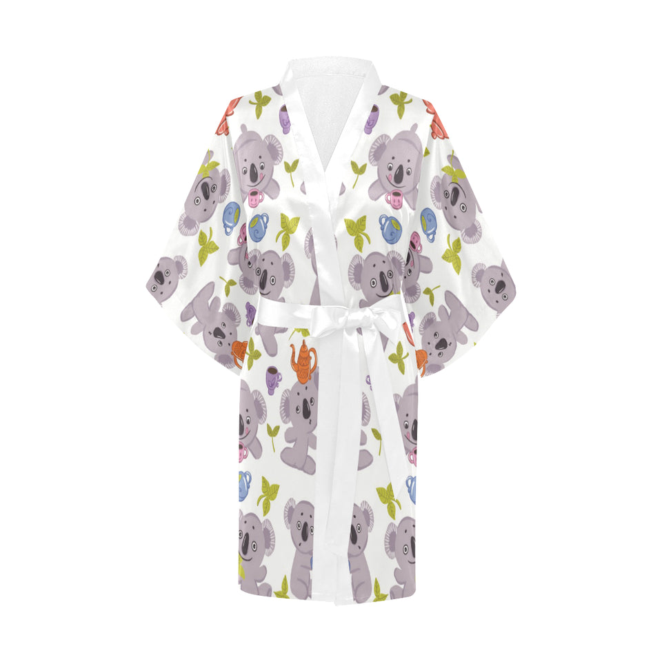 Cute koalas teapots tea Women's Short Kimono Robe