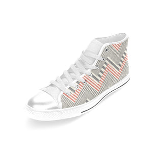 zigzag chevron striped pattern Women's High Top Canvas Shoes White