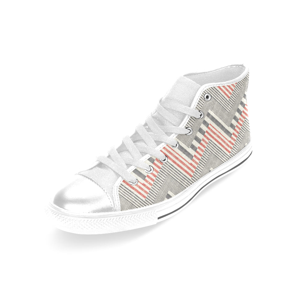 zigzag chevron striped pattern Women's High Top Canvas Shoes White