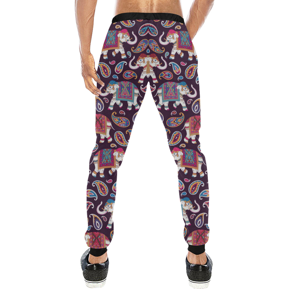 Elephant indian style ornament pattern Unisex Casual Sweatpants