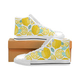 lemon design pattern Men's High Top Canvas Shoes White