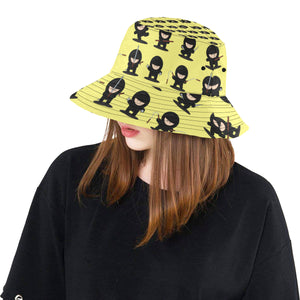 Cute ninja yellow background Unisex Bucket Hat