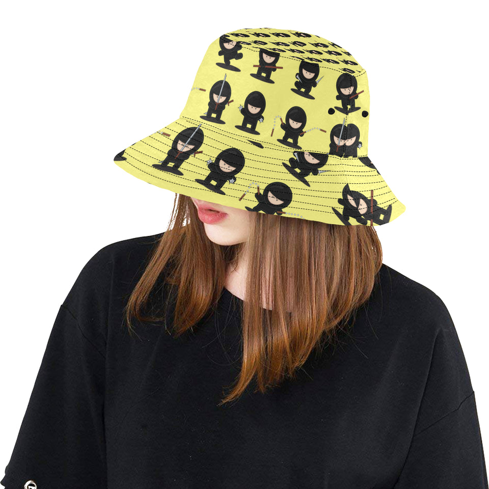 Cute ninja yellow background Unisex Bucket Hat