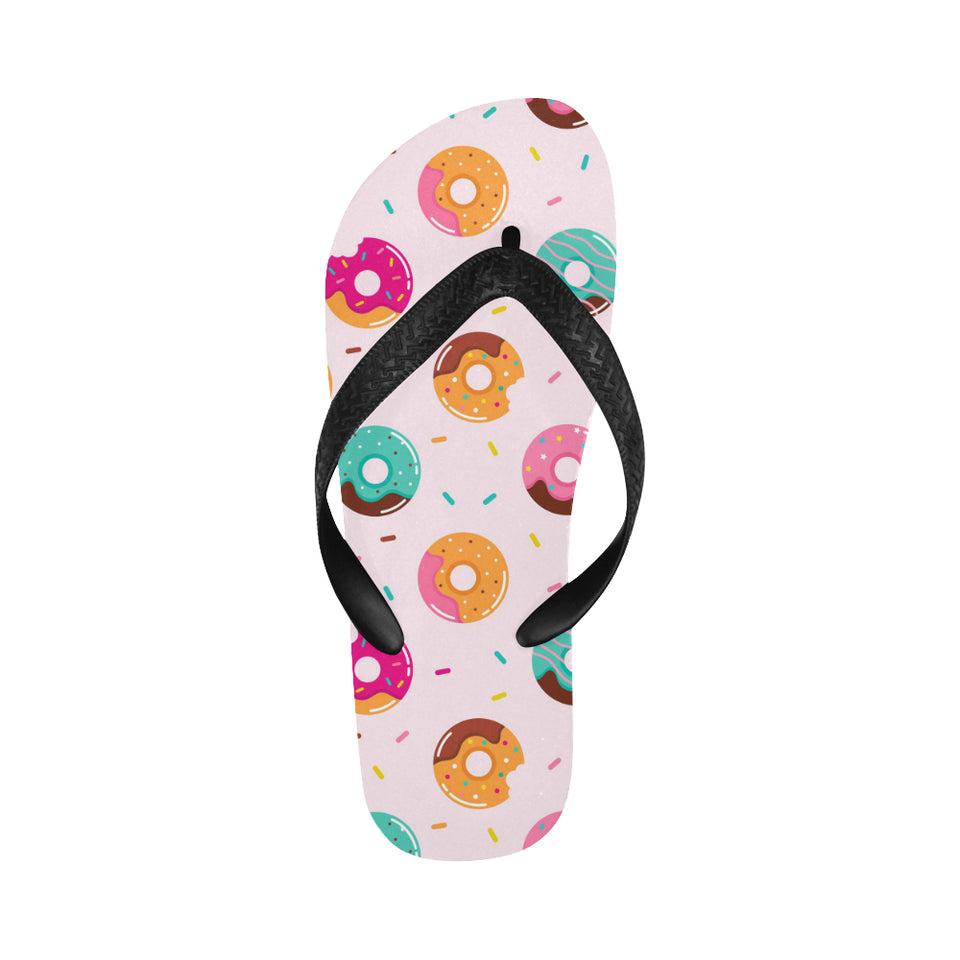 Donut pattern glaze pink background Unisex Flip Flops