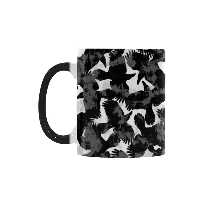 Crow illustration pattern Morphing Mug Heat Changing Mug