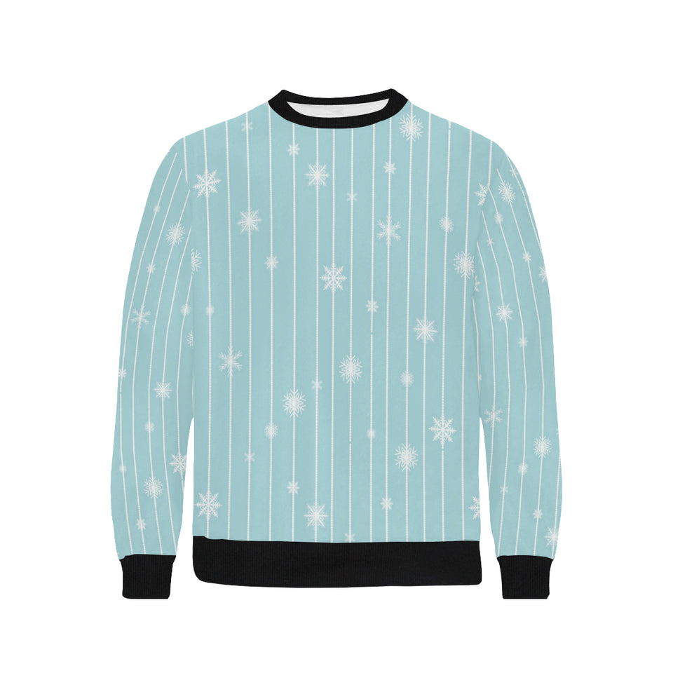 Snowflake pattern blue stripe background Men's Crew Neck Sweatshirt