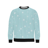 Snowflake pattern blue stripe background Men's Crew Neck Sweatshirt