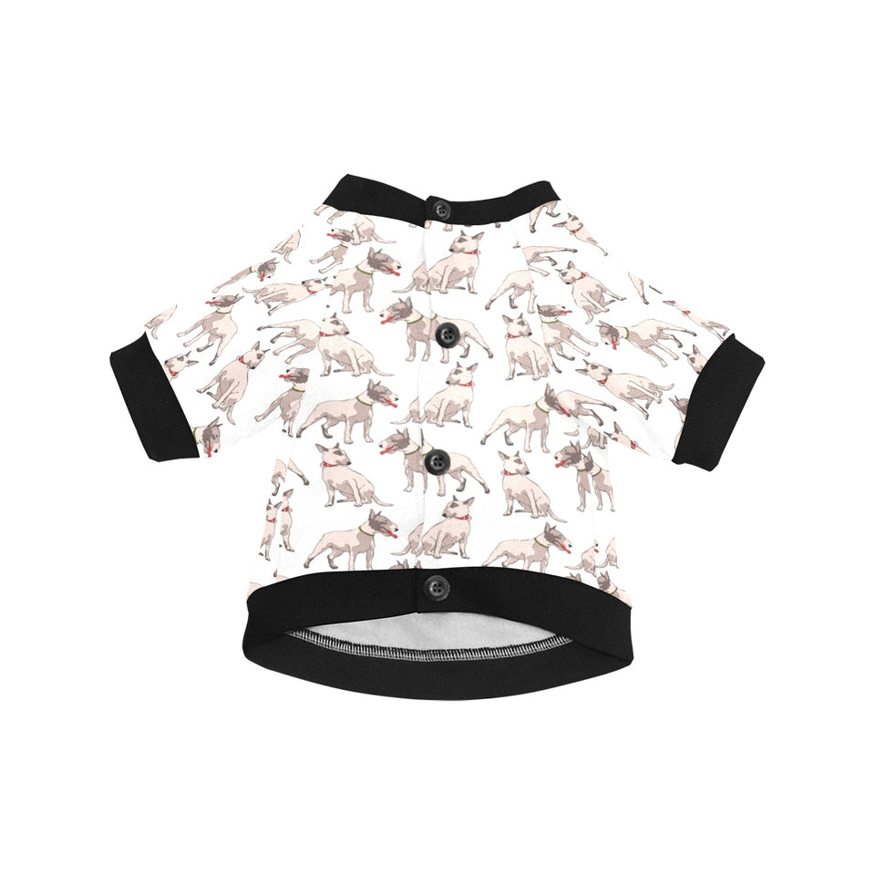 Bull Terrier Pattern Print Design 04 All Over Print Pet Dog Round Neck Fuzzy Shirt