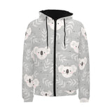 Cute koala leaves pattern Men's Padded Hooded Jacket