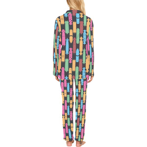 Skate Board Pattern Print Design 02 Women's Long Pajama Set