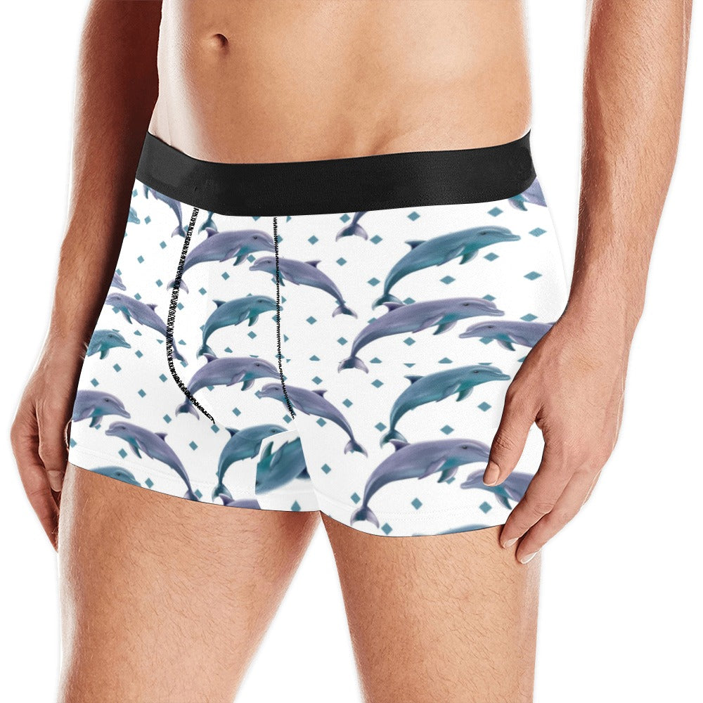 Dolphins pattern dotted background Men's All Over Print Boxer Briefs Men's Underwear