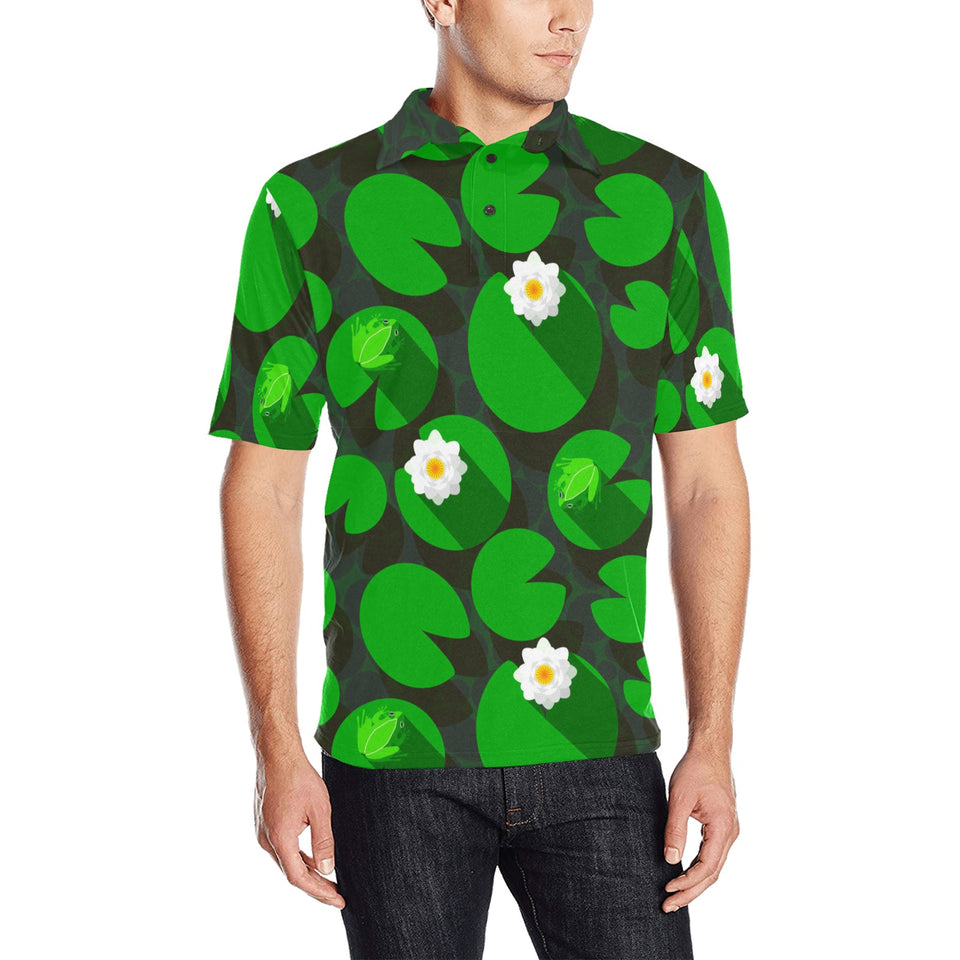Frog waterlily pattern Men's All Over Print Polo Shirt