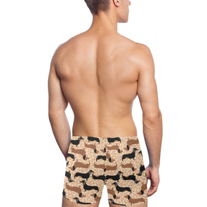 Dachshund floral background Men's Swimming Trunks