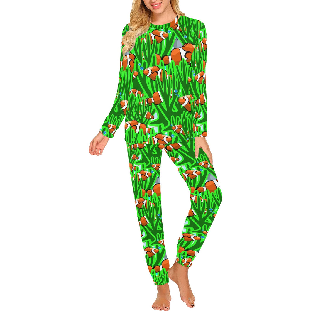 Clown Fish Pattern Print Design 01 Women's All Over Print Pajama Set