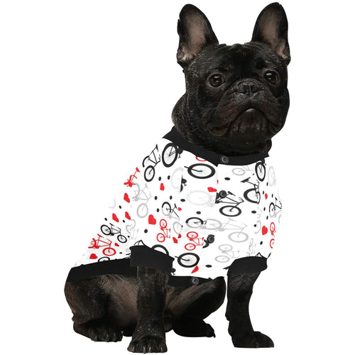 Bicycle Pattern Print Design 04 All Over Print Pet Dog Round Neck Fuzzy Shirt