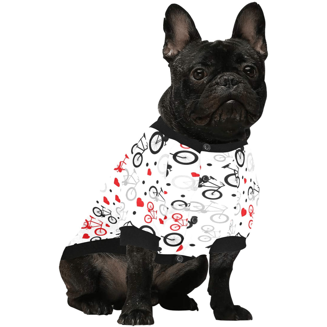 Bicycle Pattern Print Design 04 All Over Print Pet Dog Round Neck Fuzzy Shirt