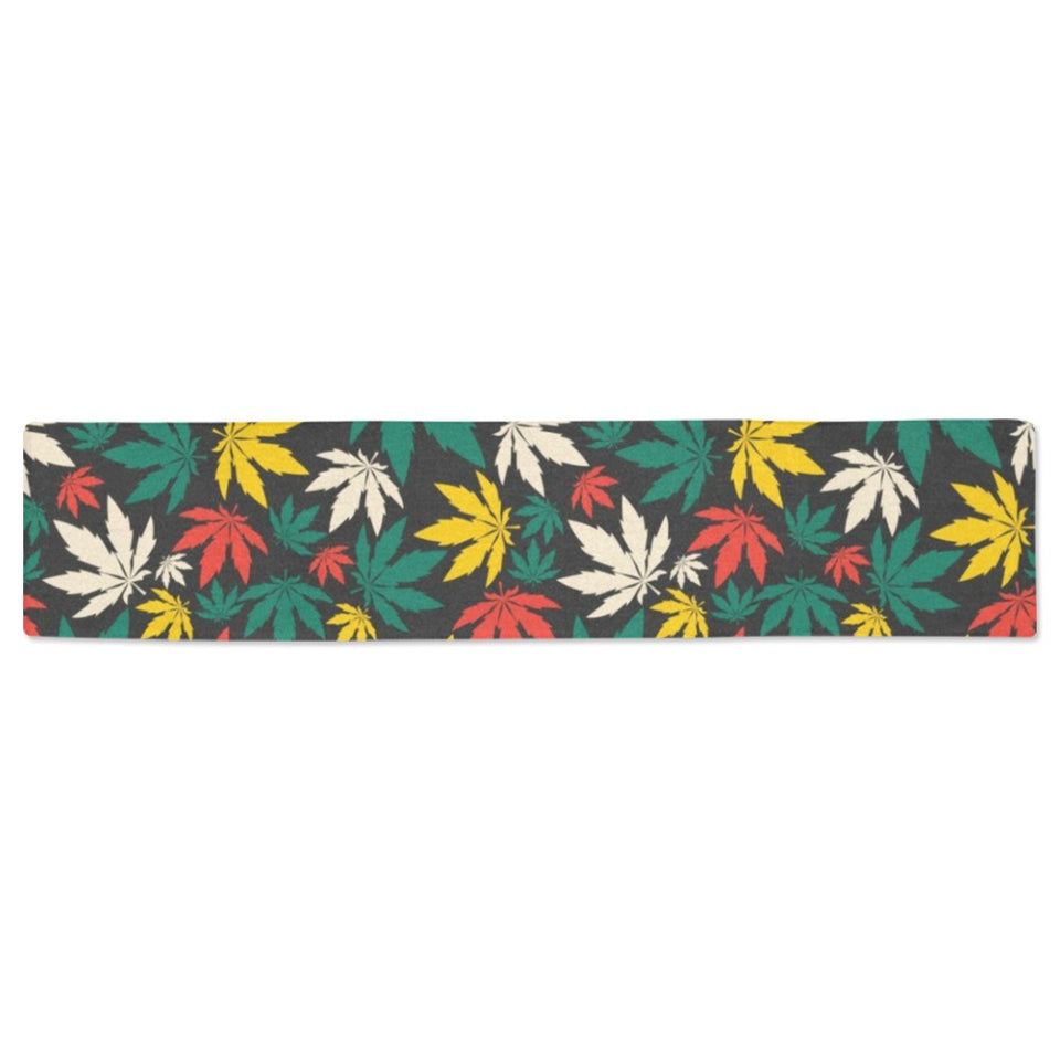 Canabis Marijuana Weed Pattern Print Design 02 Table Runner
