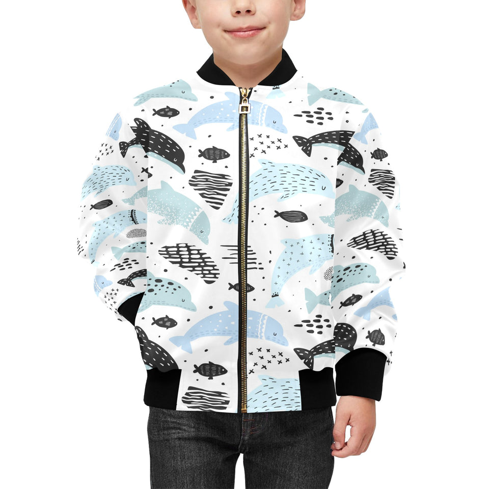 Cute dolphins Childish Style pattern Kids' Boys' Girls' Bomber Jacket
