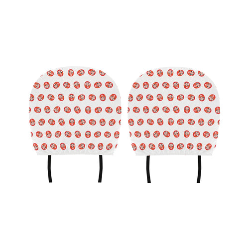 Daruma japanese wooden doll pattern Car Headrest Cover