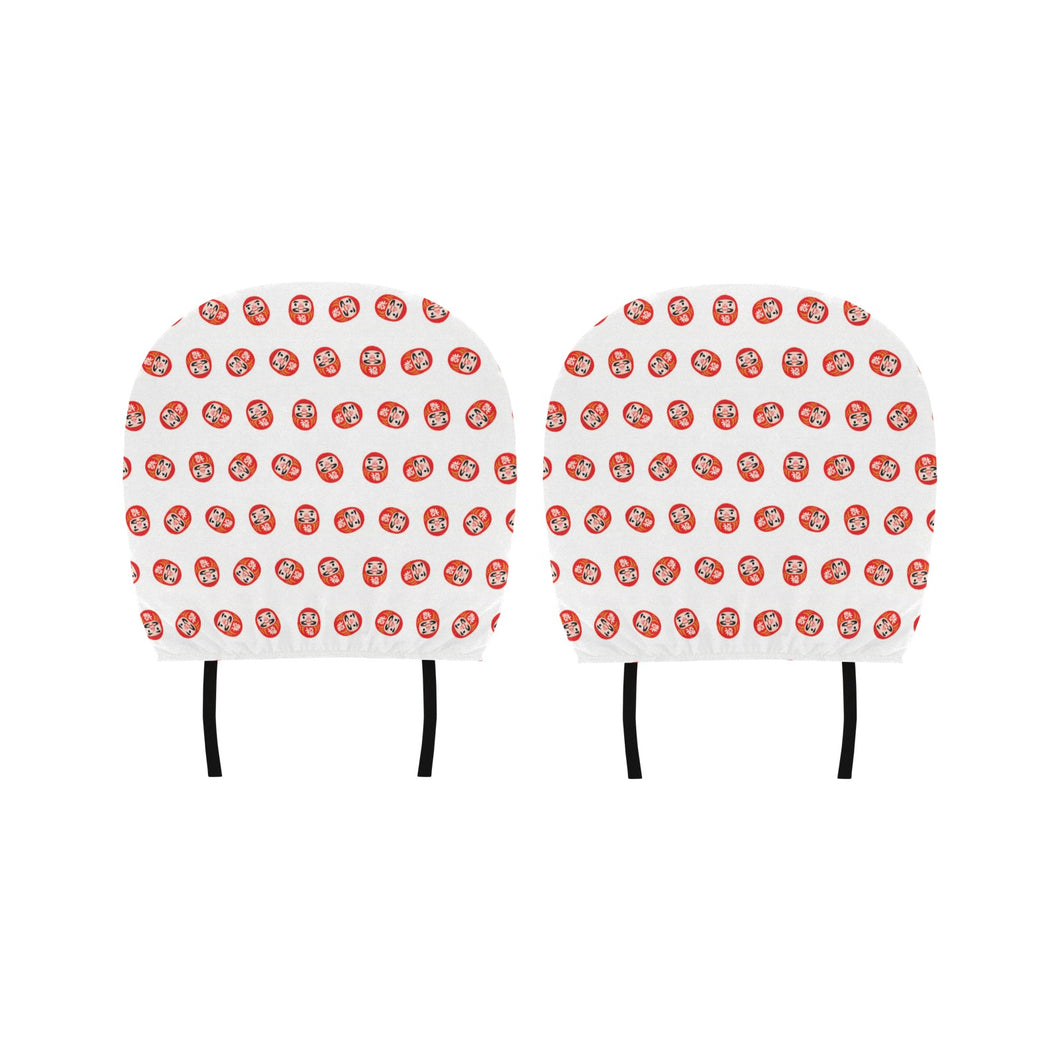 Daruma japanese wooden doll pattern Car Headrest Cover