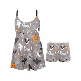 Halloween design pattern Chest Sexy Pleated Two Piece Swim Dress
