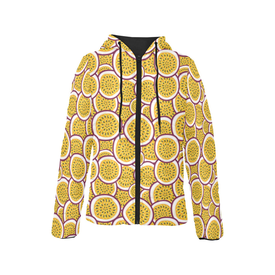 Passion fruits slice pattern Women's Padded Hooded Jacket