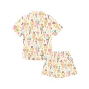 Ice cream cone pattern Kids' Boys' Girls' V-Neck Short Pajama Set