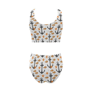 Clown Fish Pattern Print Design 02 Chest Bowknot High Waisted Bikini Swimsuit