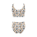 Clown Fish Pattern Print Design 02 Chest Bowknot High Waisted Bikini Swimsuit