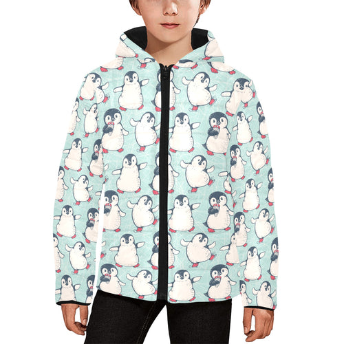 Cute Penguin pattern Kids' Boys' Girls' Padded Hooded Jacket