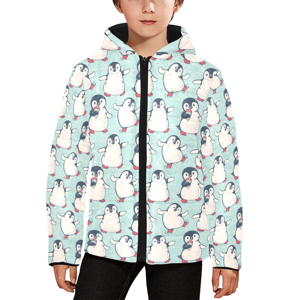 Cute Penguin pattern Kids' Boys' Girls' Padded Hooded Jacket