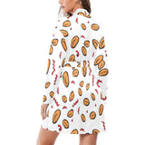 peanuts pattern background Women's Long Sleeve Belted Night Robe